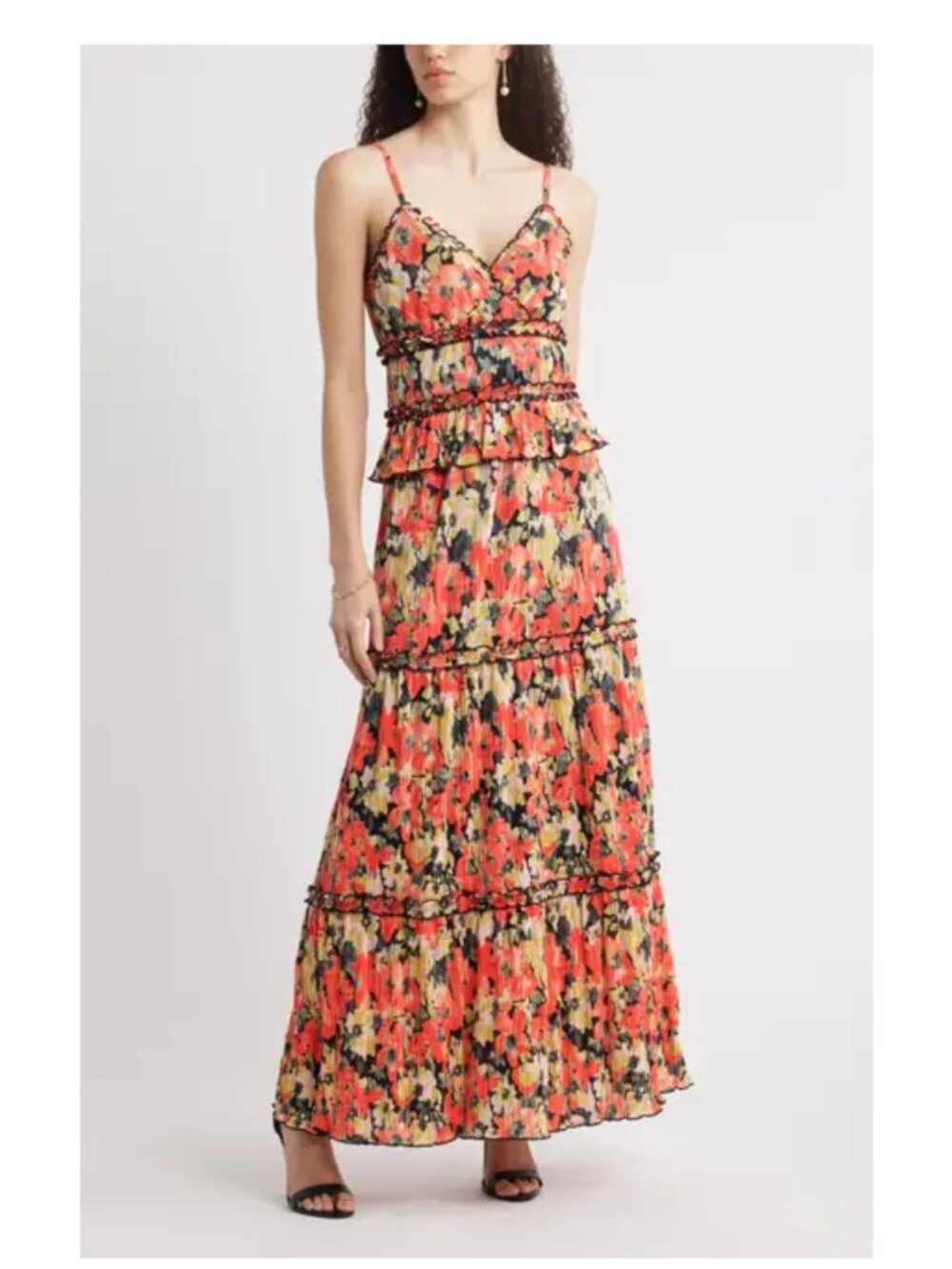 NWT Chelsea28 Ruffle Plissé Maxi Sundress XL